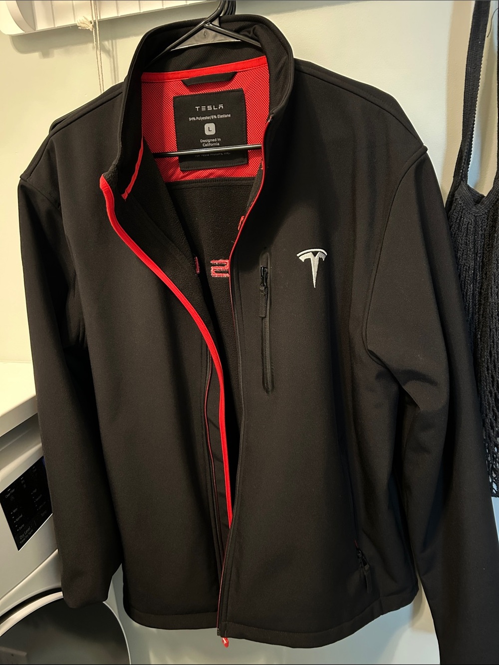 Tesla Black Jacket with Red Trim Lightweight Softshell
